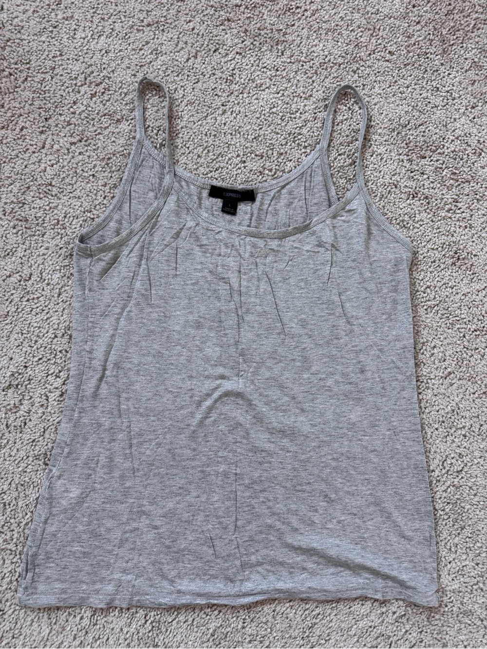 Express Light Gray Ribbed Scoop Neck Spaghetti Strap Tank